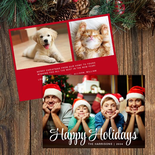 Happy Holidays Script Photo Overlay Christmas シーズンカード
