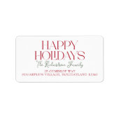 Happy Holidays Script Return Address ラベル (正面)