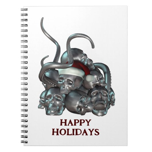 Happy Holidays. Skull pile and tentacles ノートブック (正面)