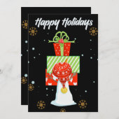 Happy Holidays Snowman Gifts Winter Greeting Card シーズンカード (正面/裏面)