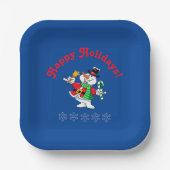 Happy Holidays Snowman Paper Plates ペーパープレート (正面)