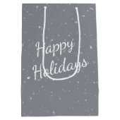 Happy Holidays Snowman Wearing a Top Hat ミディアムペーパーバッグ (裏面)