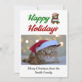 Happy Holidays Teddy Bearクリスマスフォトスクリプト シーズンカード (正面)