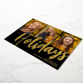 Happy Holidays Three Photo Foil Holiday Card 箔シーズンカード (回転した状態)