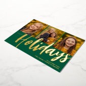 Happy Holidays Three Photo Foil Holiday Card 箔シーズンカード (回転した状態)