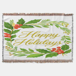 'Happy Holidays' Throw Blanket スローブランケット