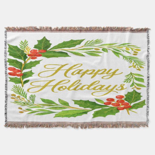 'Happy Holidays' Throw Blanket スローブランケット (正面)