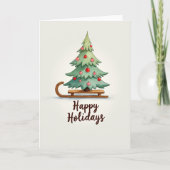 Happy Holidays Tree on Sled Card カード (正面)