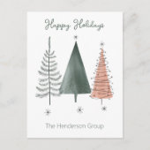 Happy Holidays Trees ビジネス 会社 QRコード ポストカード (正面)