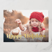 Happy Holidays Two Photo Gold 箔シーズンカード (正面)