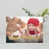 Happy Holidays Two Photo Gold 箔シーズンカード (立ち正面)