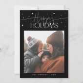 Happy Holidays Typography Black Photo シーズンカード (正面)