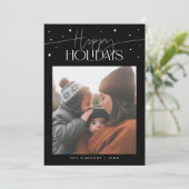 Happy Holidays Typography Black Photo シーズンカード (スタンド正面)