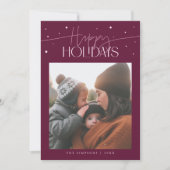 Happy Holidays Typography Cranberry Photo シーズンカード (正面)