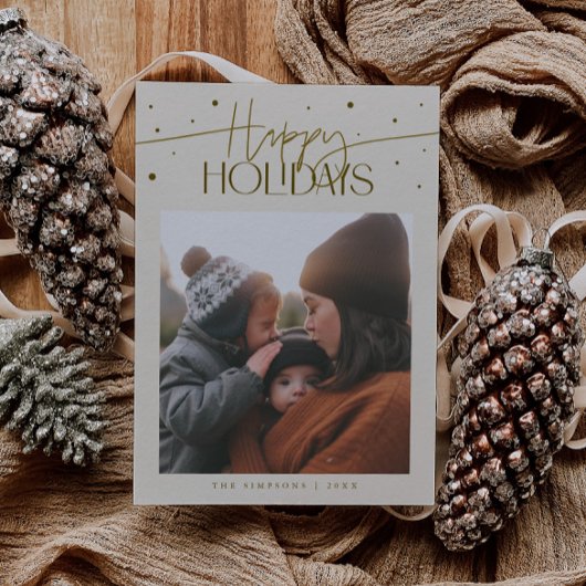 Happy Holidays Typography Cream Photo シーズンカード