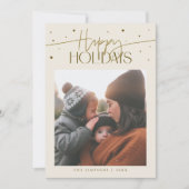 Happy Holidays Typography Cream Photo シーズンカード (正面)