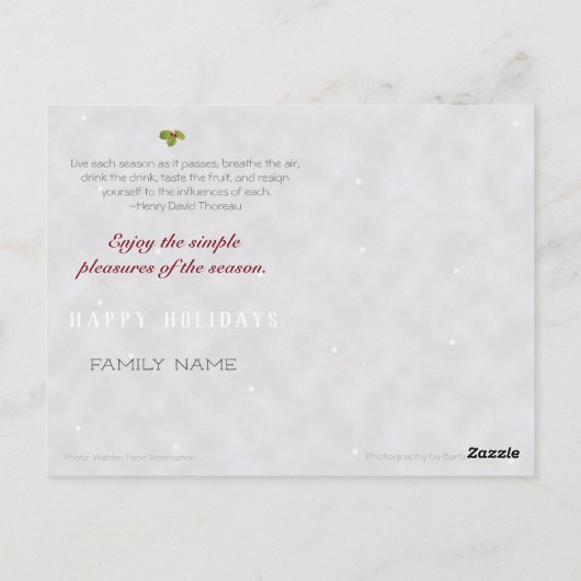 Happy Holidays/Walden Pond: ポストカード (裏面)