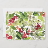 Happy Holidays watercolor floral photo シーズンカード (裏面)