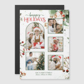 Happy Holidays Watercolor Holly Botanical 5 Photo (正面/裏面)