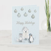 Happy Holidays Winter Arctic Animals シーズンカード (正面)