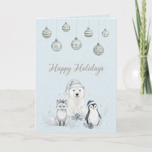   Happy Holidays Winter Arctic Animals  シーズンカード (正面)
