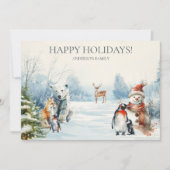 Happy Holidays Winter Wonderland Animals Card シーズンカード (正面)