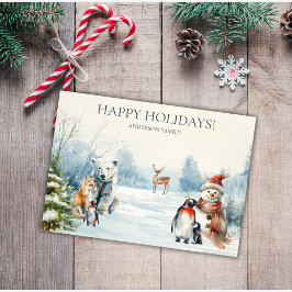 Happy Holidays Winter Wonderland Animals Card シーズンカード