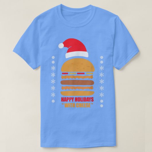 Happy Holidays With Cheese Funny Pizza Christmas Tシャツ (デザイン正面)