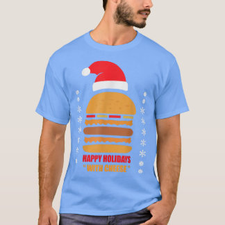 Happy Holidays With Cheese Funny Pizza Christmas Tシャツ