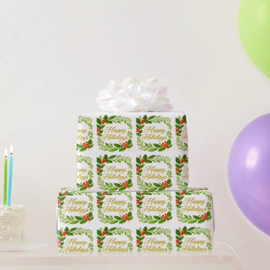 'Happy Holidays' Wrapping Paper ラッピングペーパー (パーティーギフト)