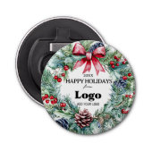 Happy Holidays Wreath Bow Logo Gift For Custumers 栓抜き (正面)