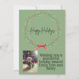 Happy Holidays Wreath Card 招待状