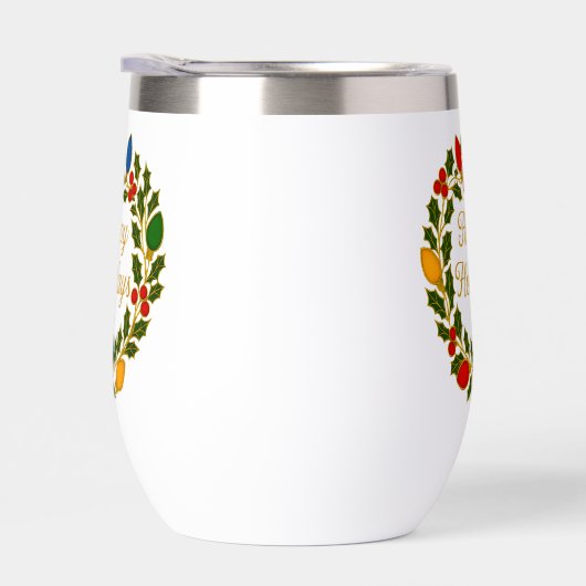 Happy Holidays Wreath Christmas Lights and Holly (右面)