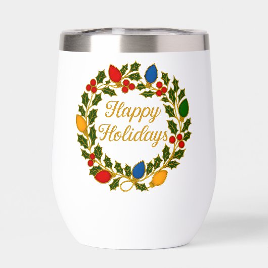 Happy Holidays Wreath Christmas Lights and Holly (背面)