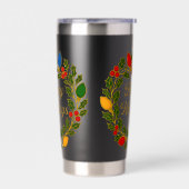 Happy Holidays Wreath Christmas Lights and Holly 保温保冷タンブラー (左面)