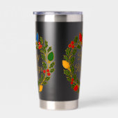 Happy Holidays Wreath Christmas Lights and Holly 保温保冷タンブラー (右面)