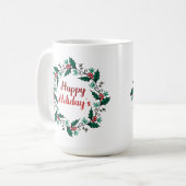 Happy Holiday's Wreath Mug コーヒーマグカップ (正面左)
