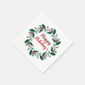 Happy Holiday's Wreath Paper Napkin スタンダードカクテルナプキン (角)