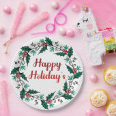 Happy Holiday's Wreath Paper Plate ペーパープレート (パーティー)