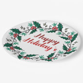 Happy Holiday's Wreath Paper Plate ペーパープレート (アングル)