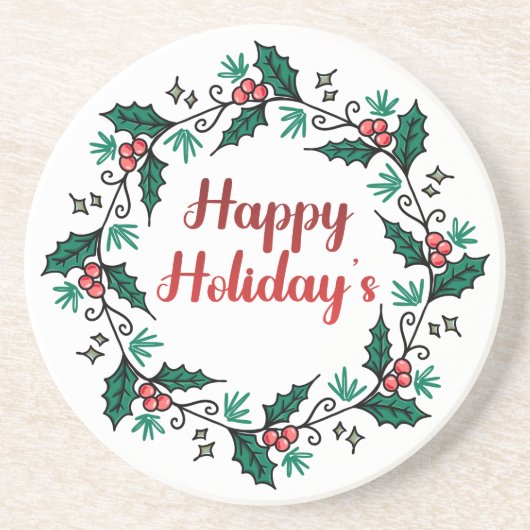 Happy Holiday's Wreath Sandstone Coaster コースター (正面)