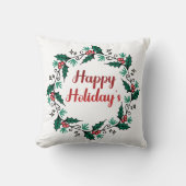 Happy Holiday's Wreath Throw Pillow クッション (正面)