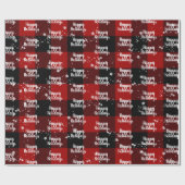 Happy HolidaysText On Plaid ラッピングペーパー (フラット)