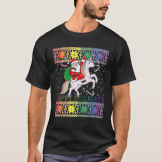 Happy Holigays Gay Christmas Pajamas Santa Riding Tシャツ