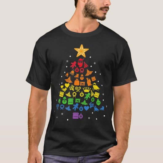 Happy Holigays LGBT Christmas Tree Costume Gay Pri Tシャツ (正面)