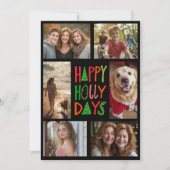 HAPPY HOLLY日ハンドドローカスタムド6枚の写真クリスマス シーズンカード (正面)