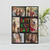 HAPPY HOLLY日ハンドドローカスタムド6枚の写真クリスマス シーズンカード (スタンド正面)