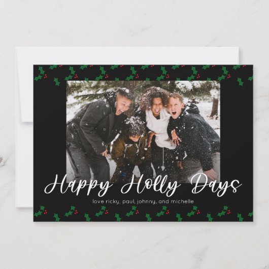 Happy+Holly+Days+ユーモアたっぷりホリデー 写真入りグリーティングカード 2 (正面)