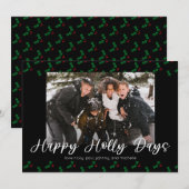 Happy+Holly+Days+ユーモアたっぷりホリデー 写真入りグリーティングカード 2 (正面/裏面)