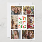 HAPPY HOLLY DAYS Hand-Drawn CUSTOM 6 PHOTO Xmas シーズンカード (正面)